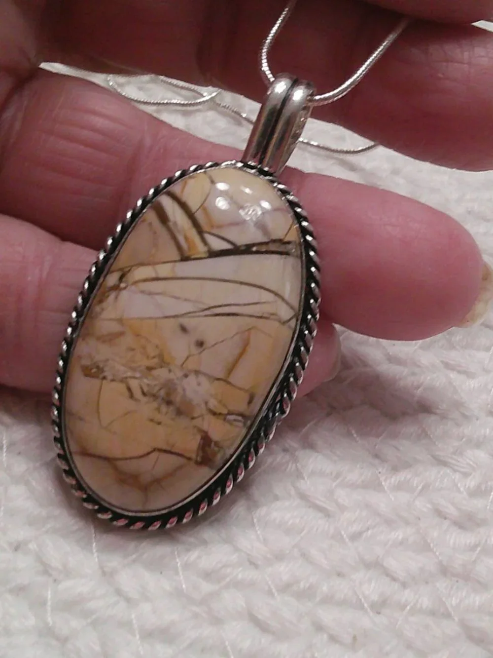 BRECCIATED MOOKAITE Handmade Sterling 925 Pendant on a Chain #14F